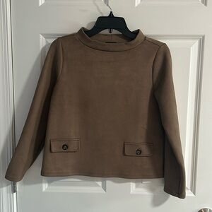 Ann Taylor Mock Neck Faux Suede Top
